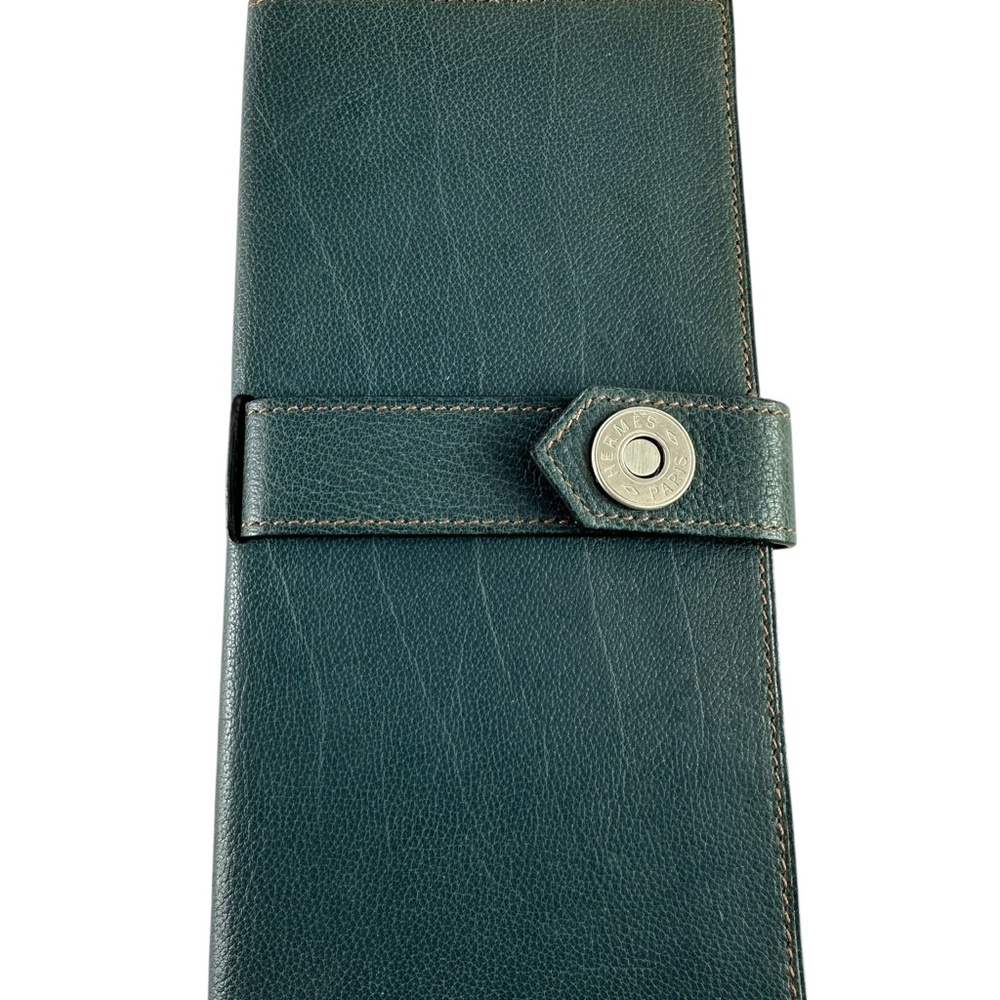 Genuine HERMES Dimitri Blue Long Wallet Organizer Rare Hard to Find Excellent